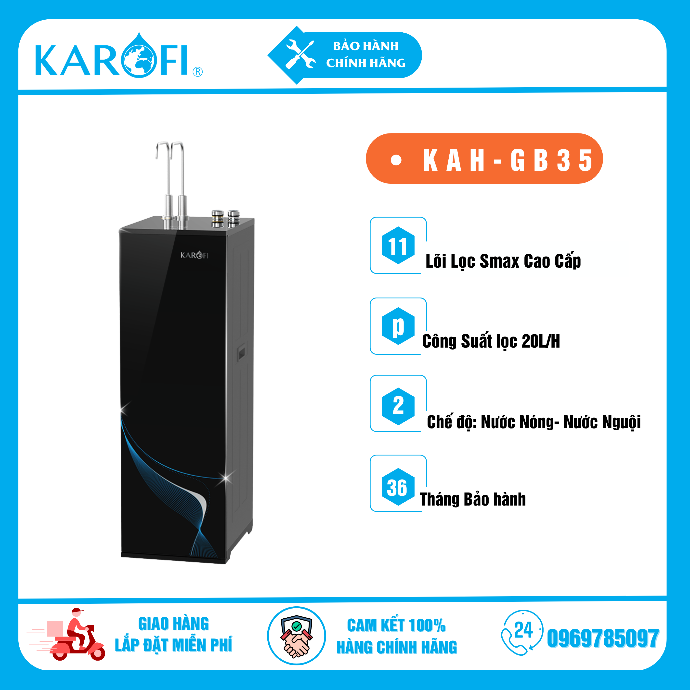 Máy lọc nước nóng nguội Karofi KAH-GB35